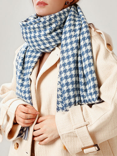Houndstooth com franjas Mantenha o lenço de xale quente