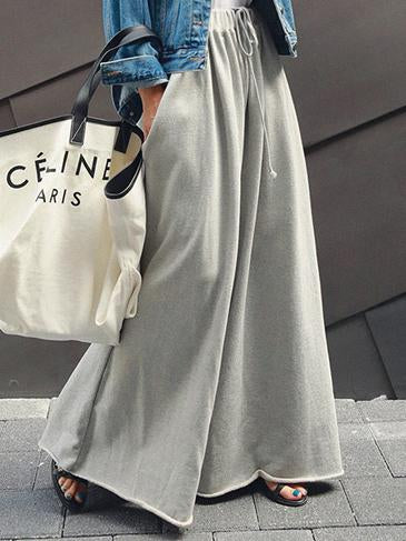 Lose städtische graue weite Bein elastische Taillenhose