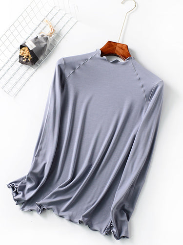7色固体長袖のTシャツトップ