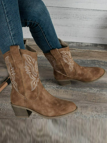 Pompes de bottes à joint fractionnées à pied rond brodées