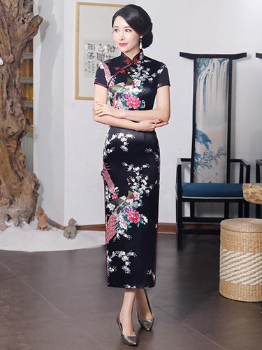Cheongsam à long terme imprimé en floral