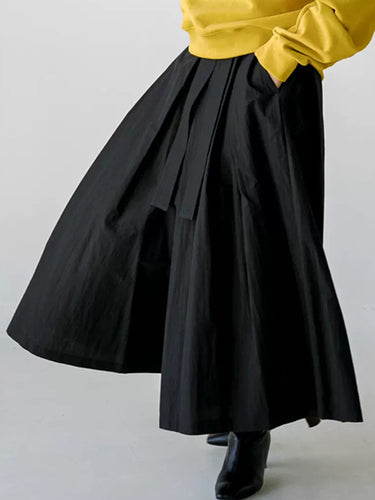 Taies haute taille plissée de couleur unie à la taille de pantalon de jambe large de taille large