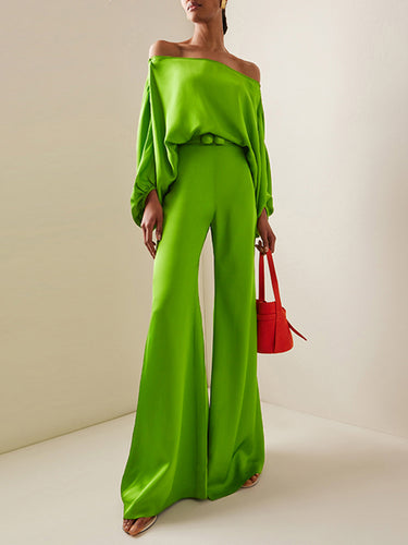 High Waisted Wide Leg Solid Color Split-Joint Pants Trousers