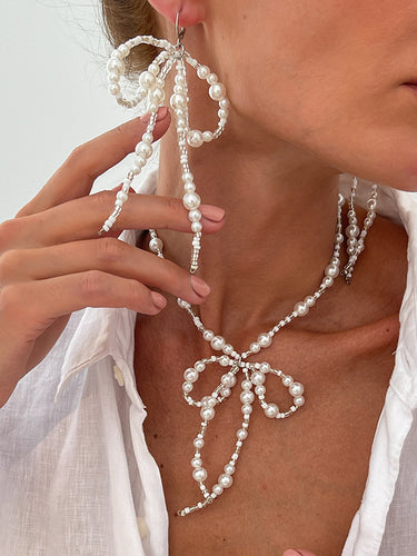 Boucles d'oreilles à bowknot + colliers accessoires