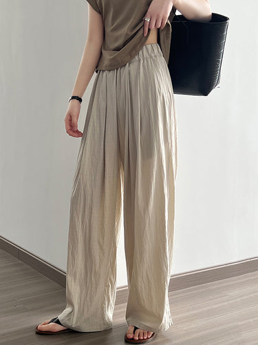 Élasticité large de la jambe large haute pantalon pantalon décontracté pantalon pantalon