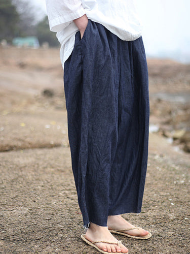 Pantalon en jean à la jambe large de couleur en denim en vrac vintage