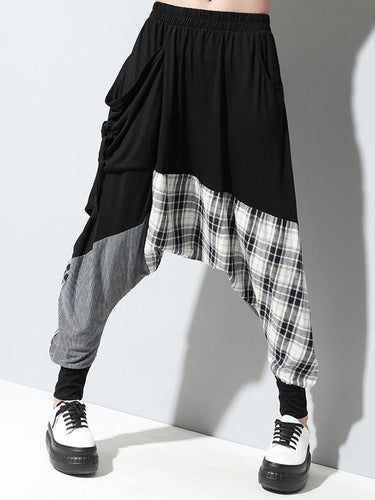 Lose Plaid Split-Gelenk Harem Hosen