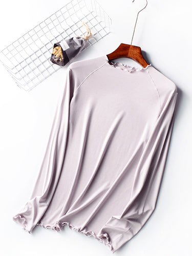 7色固体長袖のTシャツトップ