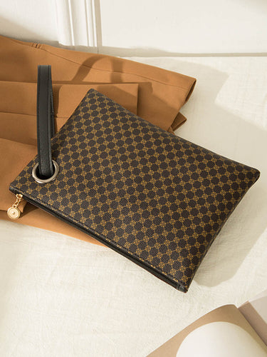 1735860 Crocodile Texture Geometric Print Zipper Handbag