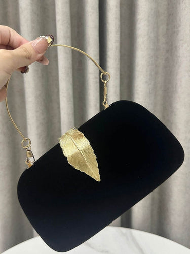 1740414 Chains Leaves Shape Lock Pleated Crossbody Bags Evening Bags & Clutches