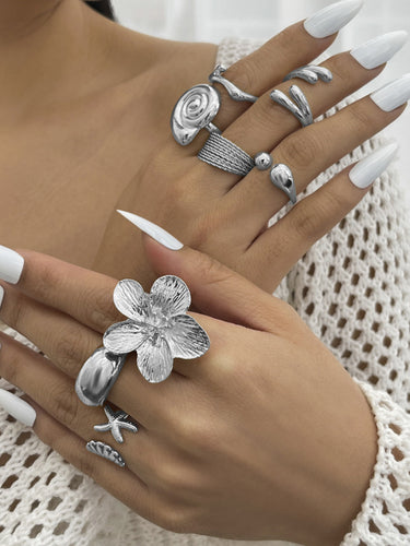 1777833 Flower Shape Shell Shape Rings Accessories