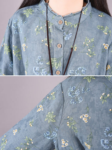 Robe midi en coton imprimée à imprimé florale vintage robe midi