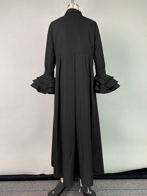 Off-Shoulder Pleat Split Solid Maxi Dress