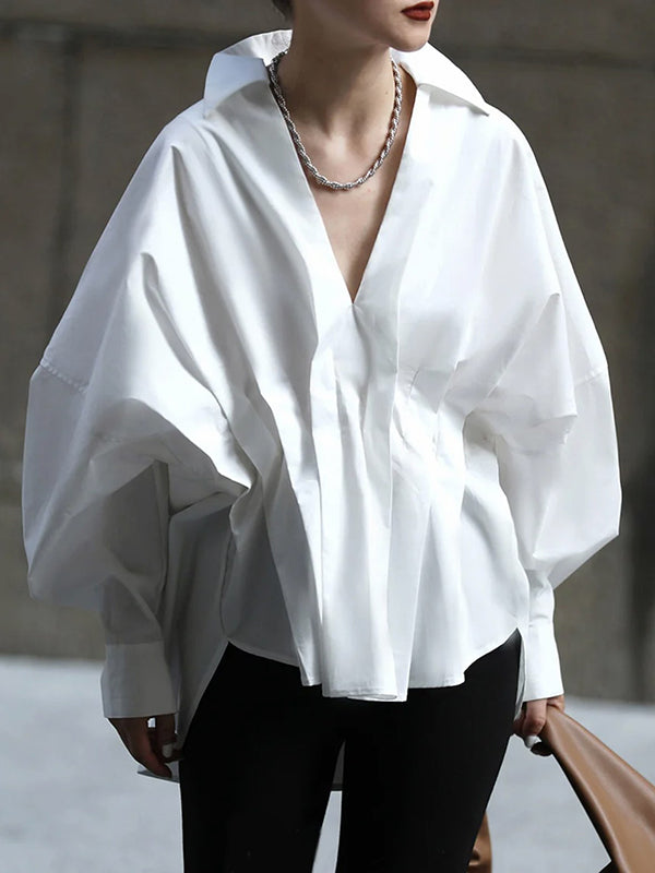Long Sleeves Loose Bronzing Buttoned Lapel Blouses&Shirts Tops