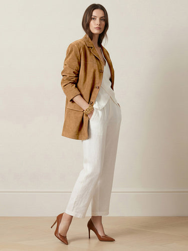 Ropa de abrigo tipo blazer con cuello con muescas y unión dividida de color sólido con botones sueltos y mangas largas