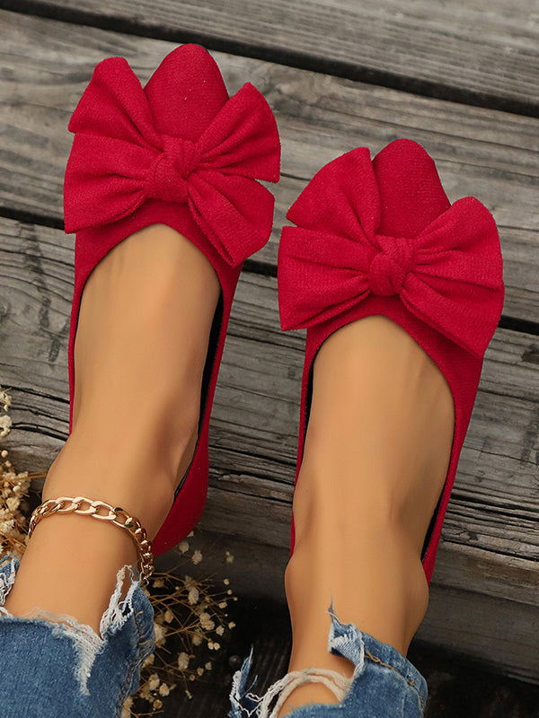 Bowknot Pointed-Toe Shallow Cut Split-Joint Pumps main image 0