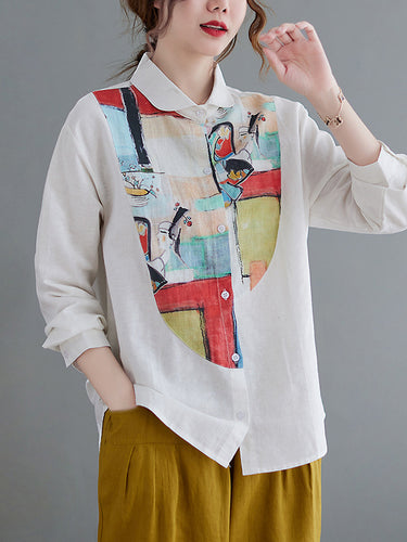 Blusa de cor de contraste retrô artístico