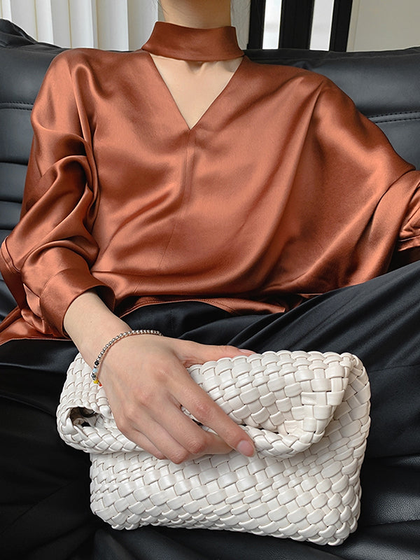 Glanzende karamelblouse
