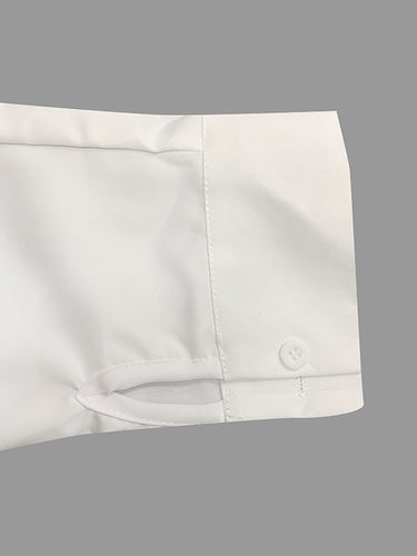 High-Low Long Sleeves Floral Printed Split-Joint Split-Side Lapel Blouses&Shirts Tops