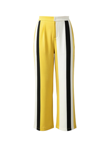 Pantaloni a righe con tasche a contrasto di colore a vita alta