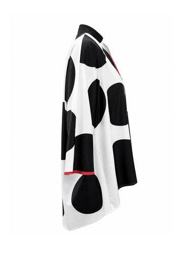 Polka-Dot Contrast Color Three-quarter Sleeves Loose Stand Collar Blouses&shirts Tops