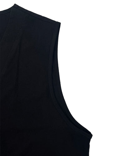 Combinaisons sans manches à jambes larges et poches boutonnées de couleur unie à col en V