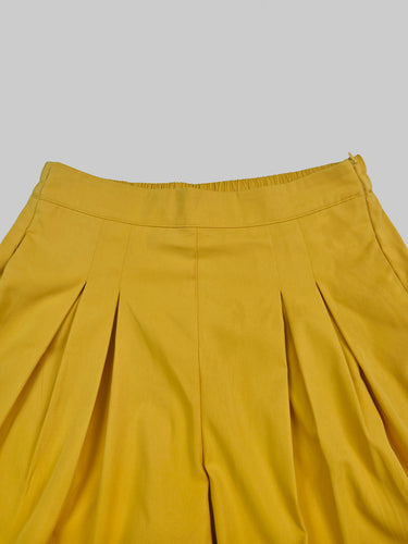 1755787 Long Sleeves Loose Buttoned Pleated Pockets Solid Color Lapel Two Pieces Set