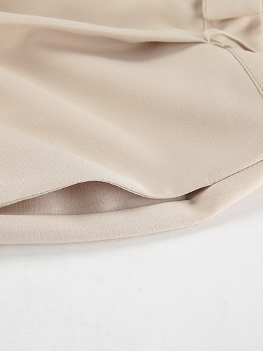 1784011 Cropped Sleeveless Buttoned Pockets Solid Color V-Neck Pants Two Pieces Set Vest Top