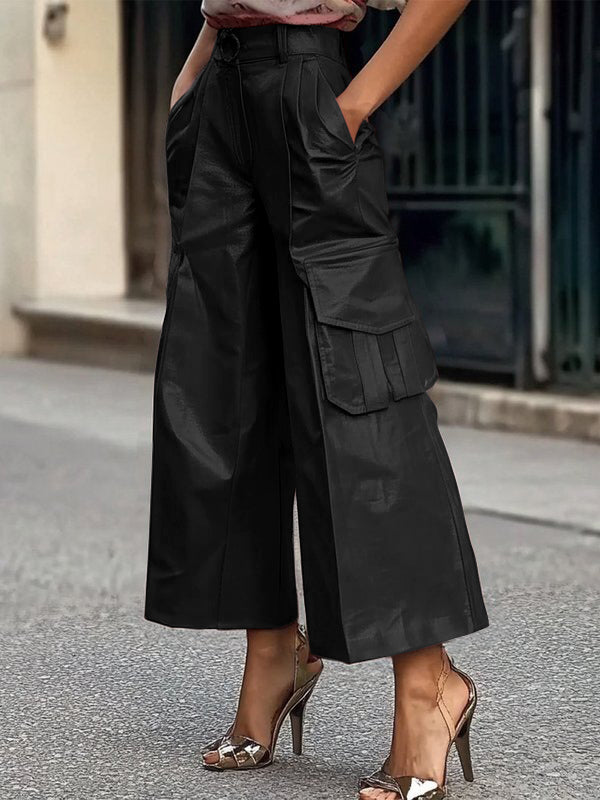 Jimmy  Loose multi-pocket pleated straight floor pants main image 1