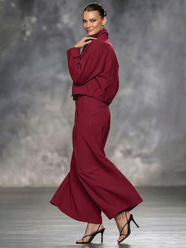 Zipper Solid Color Loose Long Sleeves Stand Collar Outerwear
