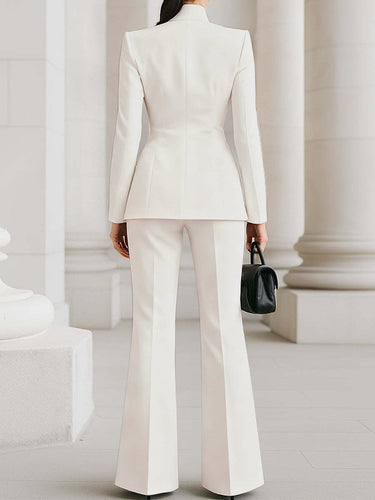 1712172 High Waisted Wide Leg Solid Color Pants Suits Bottoms