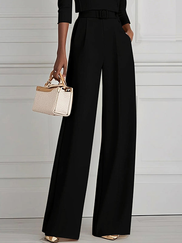 Split Stack Pants High Waisted Straight Leg Pleated Split-Joint Pants – Uoozee official