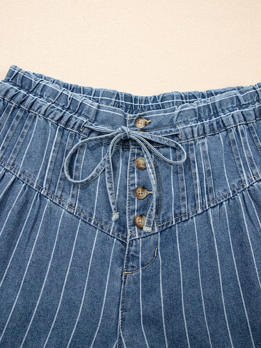 1776974 Pantaloni jeans con tasche elastiche con coulisse a vita alta