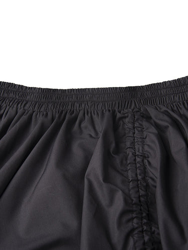 1721443 A-Line Elasticated Waist Asymmetric Drawstring Pleated Solid Color Skirts Bottoms