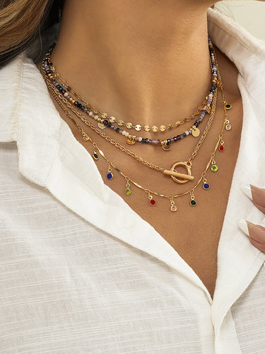 Collier en strass de perles colorées vintage