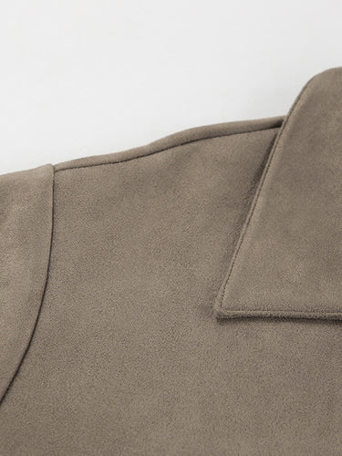 1742240 Long Sleeves Loose Buttoned Solid Color Split-Joint Lapel Blouses&Shirts Tops Outerwear