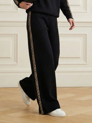 Loose Printed Solid Color Casual Pants Bottoms Trousers