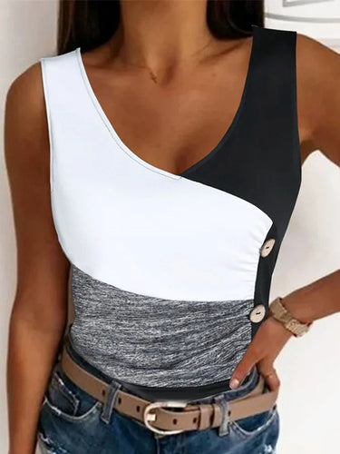 Skinny Sleeveless Contrast Colour Elasticità Elasticità Vestrello a V-giubbotto
