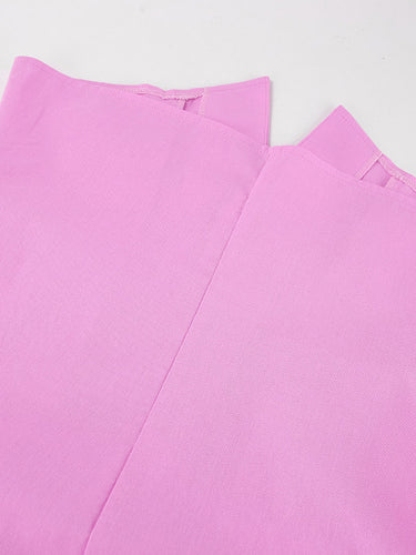 1783998 Loose Sleeveless Buttoned Elasticity Pleated Solid Color Lapel Pants Trousers Two Pieces Set Vest Top