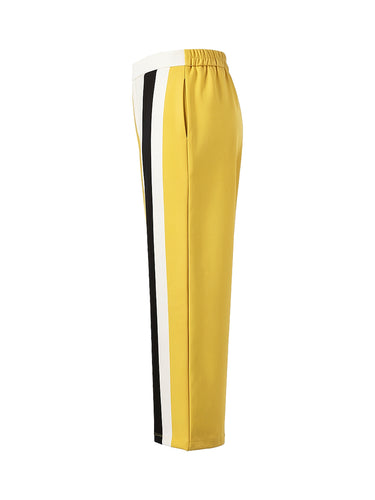Pantalones a rayas con bolsillos de color en contraste de talle alto