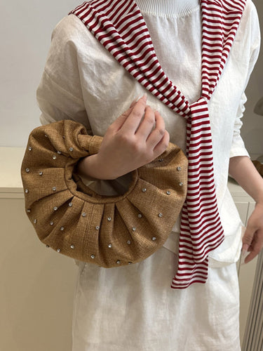 1747931 Geometric Pleated Rhine Stones Evening Bags & Clutches