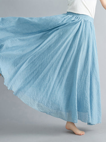 A-Line Loose Elasticity Pleated Solid Color Skirts