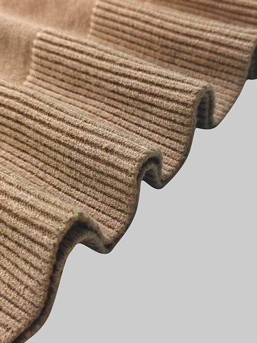 1715285 Long Sleeves Loose Solid Color High Neck Midi Dresses Sweater Dresses