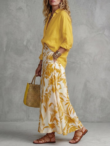 Blouses met lange mouwen, losse pasvorm, knoopsluiting en revers in effen kleur.&Shirts Tops