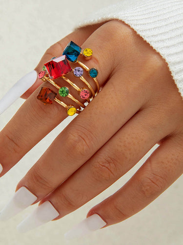 1784762 Geometric Rhine Stones Rings Accessories
