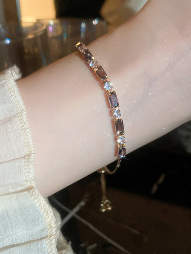 Accesorios de brazalete brillante ajustable de piedras geométricas
