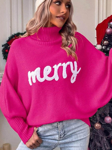 1732377 Long Sleeves Loose Contrast Color Printed Split-Joint High Neck Sweater Tops