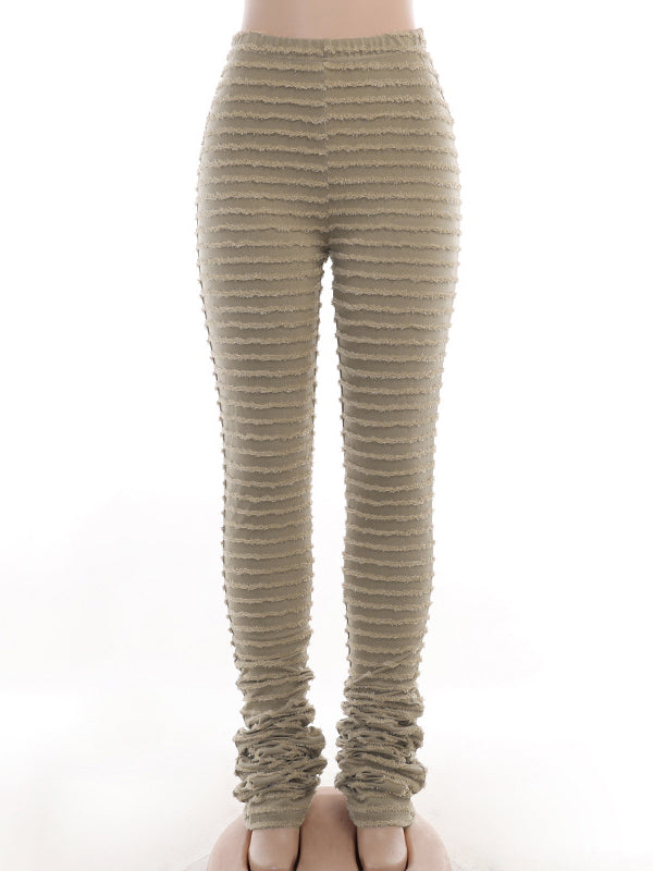 Plaid Split-Joint High Waisted Straight Leg Trousers Pants