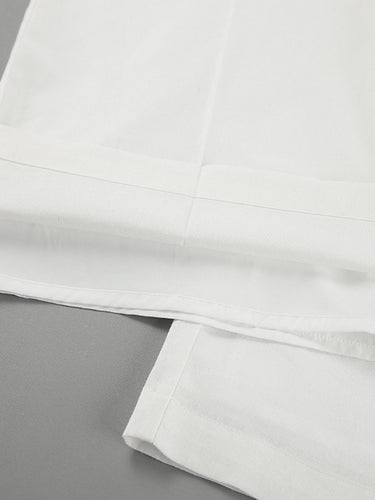 1742265 Elasticated Waist High Waisted Pleated Solid Color Split-Joint Pants