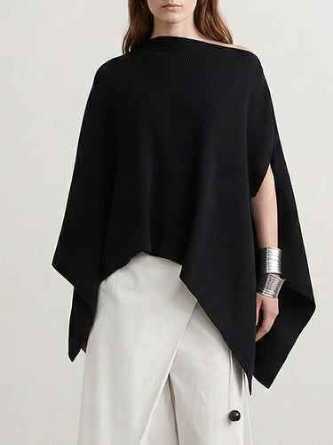Batwing Sleeves Loose Asymmetric Solid Color One-Shoulder Blouses&Shirts Tops